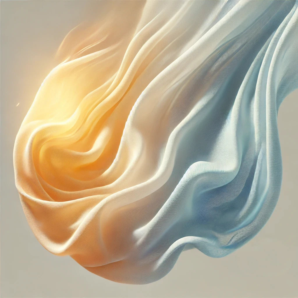 Illustration of Prana Poshak's fabric keeping you cool in heat and warm in cold conditions
