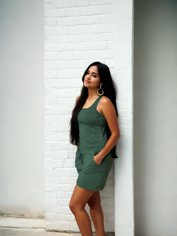 Side view of Prana Poshak's green bamboo shorts, featuring two-inch side slits for enhanced movement