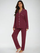 Long Sleeve Bamboo Pajama Set - Rose Madder