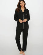 Long Sleeve Bamboo Pajama Set - Black